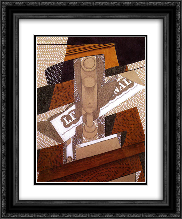 The Pipe 20x24 Black Ornate Wood Framed Art Print Poster with Double Matting by Gris, Juan