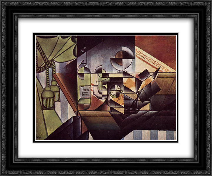 The Watch (The Sherry Bottle) 24x20 Black Ornate Wood Framed Art Print Poster with Double Matting by Gris, Juan