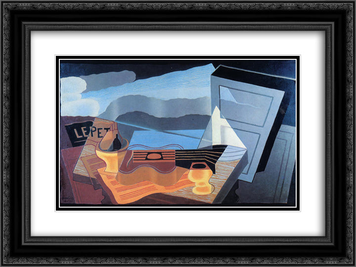 View across the Bay 24x18 Black Ornate Wood Framed Art Print Poster with Double Matting by Gris, Juan