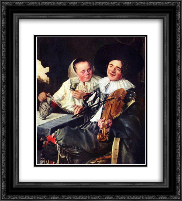 Merry Company 20x22 Black Ornate Wood Framed Art Print Poster with Double Matting by Leyster, Judith