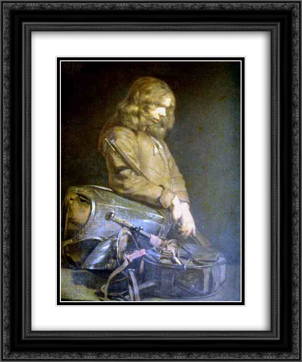 Portrait of a Man 20x24 Black Ornate Wood Framed Art Print Poster with Double Matting by Leyster, Judith