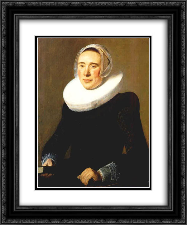 Portrait of a Woman 20x24 Black Ornate Wood Framed Art Print Poster with Double Matting by Leyster, Judith