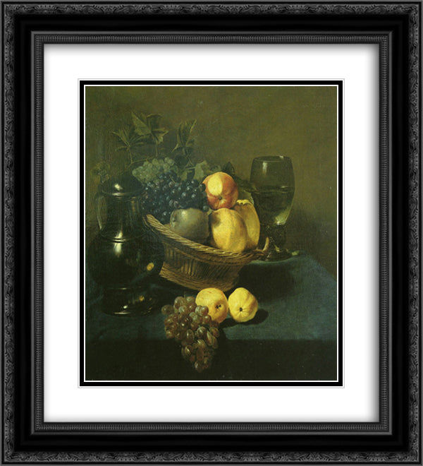 Still life 20x22 Black Ornate Wood Framed Art Print Poster with Double Matting by Leyster, Judith
