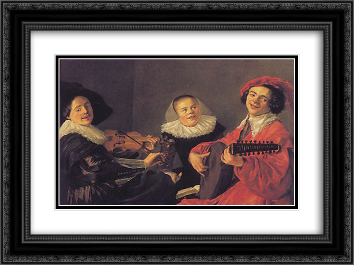 The Concert 24x18 Black Ornate Wood Framed Art Print Poster with Double Matting by Leyster, Judith