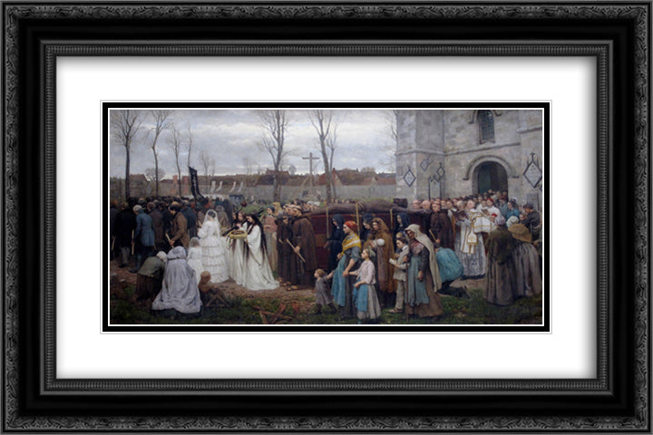Plantation d'un Calvaire 24x16 Black Ornate Wood Framed Art Print Poster with Double Matting by Breton, Jules