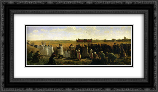 The Blessing of the Wheat in Artois 24x14 Black Ornate Wood Framed Art Print Poster with Double Matting by Breton, Jules