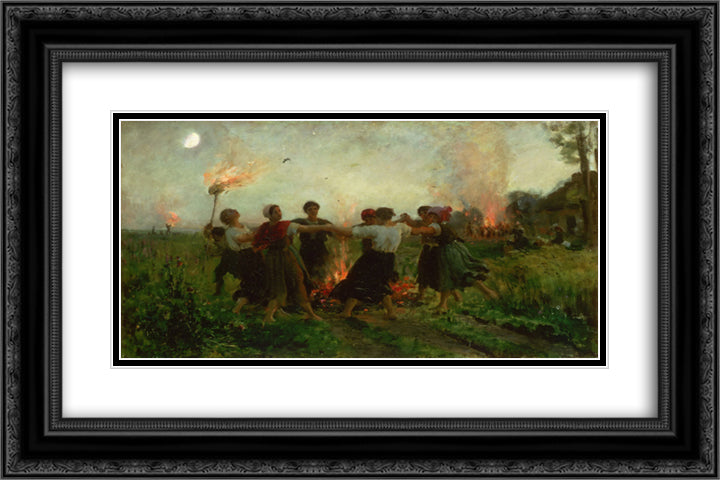 The Feast of Saint John 24x16 Black Ornate Wood Framed Art Print Poster with Double Matting by Breton, Jules