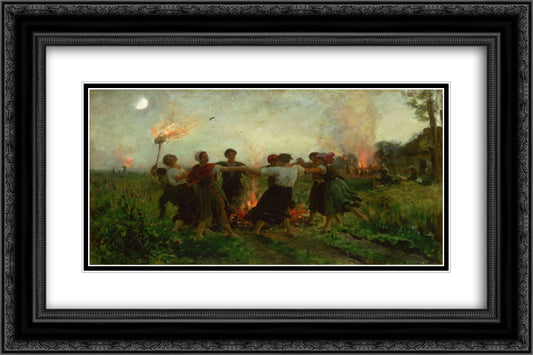 The Feast of Saint John 24x16 Black Ornate Wood Framed Art Print Poster with Double Matting by Breton, Jules
