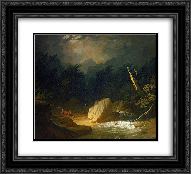 The Storm 22x20 Black Ornate Wood Framed Art Print Poster with Double Matting by Breton, Jules