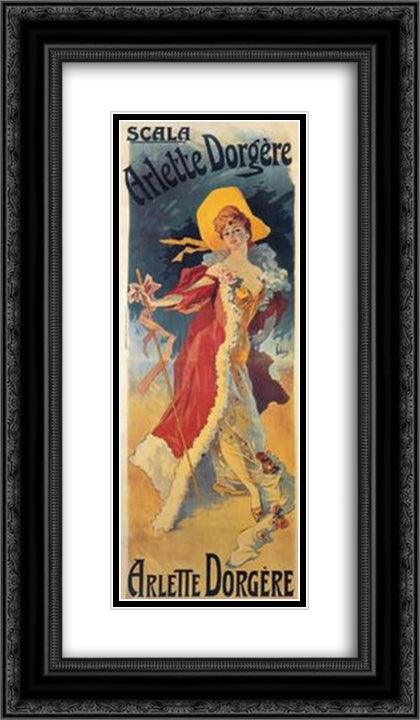 Arlette Dorgere 14x24 Black Ornate Wood Framed Art Print Poster with Double Matting by Cheret, Jules