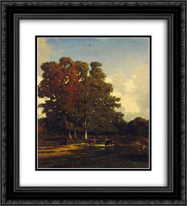Autumn Landscape 20x22 Black Ornate Wood Framed Art Print Poster with Double Matting by Dupre, Jules