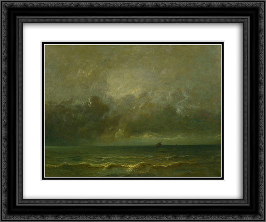 Calm before the storm 24x20 Black Ornate Wood Framed Art Print Poster with Double Matting by Dupre, Jules