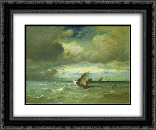 Choppy Sea 24x20 Black Ornate Wood Framed Art Print Poster with Double Matting by Dupre, Jules