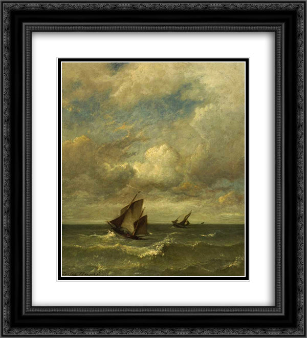 Shipping in a breeze 20x22 Black Ornate Wood Framed Art Print Poster with Double Matting by Dupre, Jules