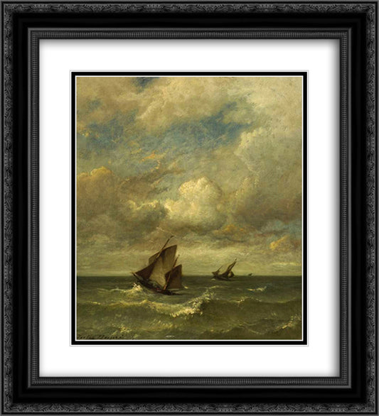 Shipping in a breeze 20x22 Black Ornate Wood Framed Art Print Poster with Double Matting by Dupre, Jules