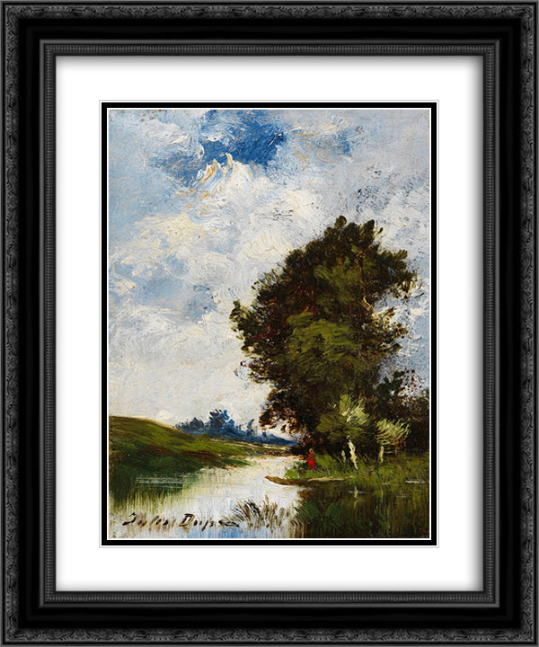 Small Floodplain 20x24 Black Ornate Wood Framed Art Print Poster with Double Matting by Dupre, Jules