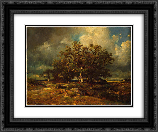 The Old Oak 24x20 Black Ornate Wood Framed Art Print Poster with Double Matting by Dupre, Jules
