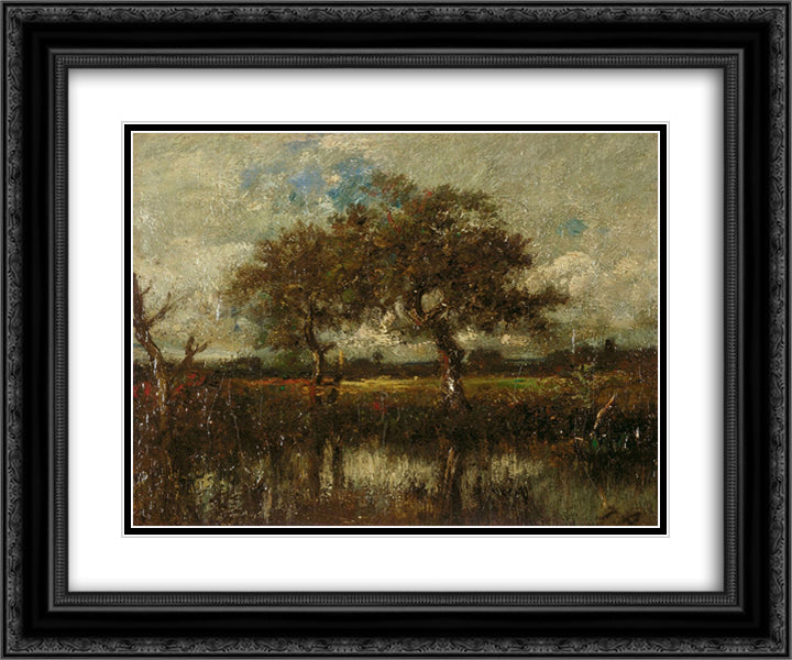 Untitled (Landscape) 24x20 Black Ornate Wood Framed Art Print Poster with Double Matting by Dupre, Jules