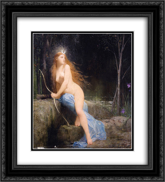 Diana 20x22 Black Ornate Wood Framed Art Print Poster with Double Matting by Lefebvre, Jules Joseph