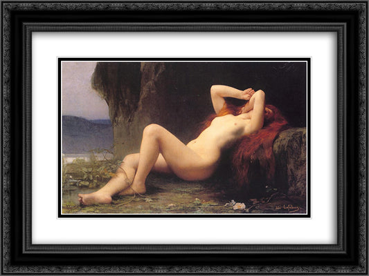 Mary Magdalene In The Cave 24x18 Black Ornate Wood Framed Art Print Poster with Double Matting by Lefebvre, Jules Joseph