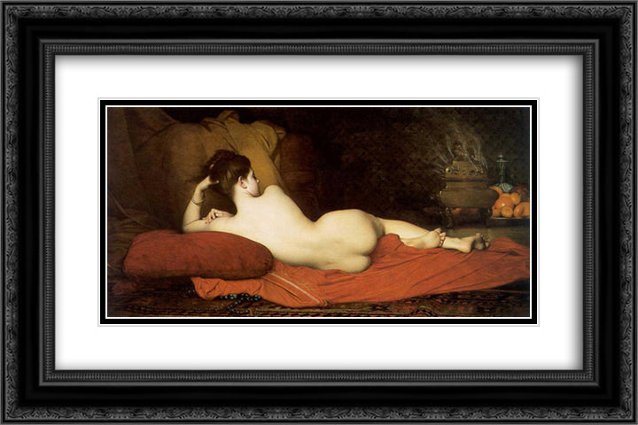 Odalisque 24x16 Black Ornate Wood Framed Art Print Poster with Double Matting by Lefebvre, Jules Joseph