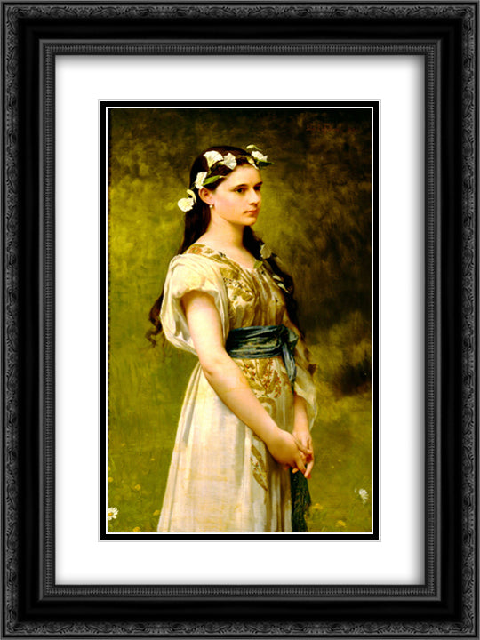 Portrait of Julia Foster Ward 18x24 Black Ornate Wood Framed Art Print Poster with Double Matting by Lefebvre, Jules Joseph