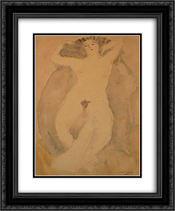 Clara 20x24 Black Ornate Wood Framed Art Print Poster with Double Matting by Pascin, Jules
