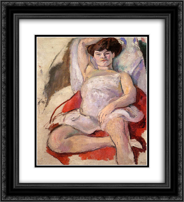 Dancer at the Moulin Rouge 20x22 Black Ornate Wood Framed Art Print Poster with Double Matting by Pascin, Jules