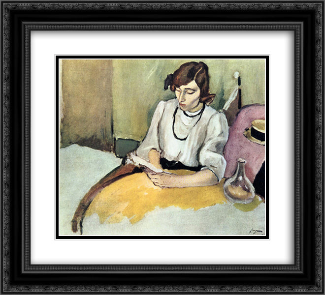 Portrait of Hermine David 22x20 Black Ornate Wood Framed Art Print Poster with Double Matting by Pascin, Jules