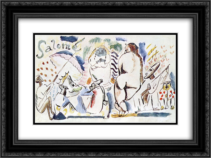 Salome 24x18 Black Ornate Wood Framed Art Print Poster with Double Matting by Pascin, Jules