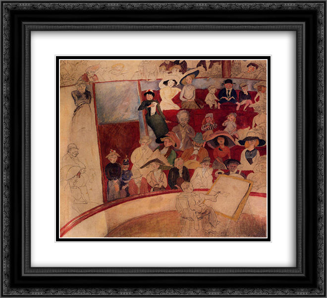 The Circus 22x20 Black Ornate Wood Framed Art Print Poster with Double Matting by Pascin, Jules