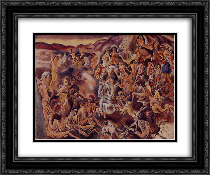The Temptation of Saint Anthony 24x20 Black Ornate Wood Framed Art Print Poster with Double Matting by Pascin, Jules