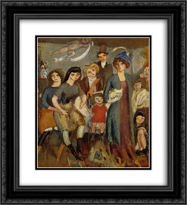 The Turkish Family 20x22 Black Ornate Wood Framed Art Print Poster with Double Matting by Pascin, Jules