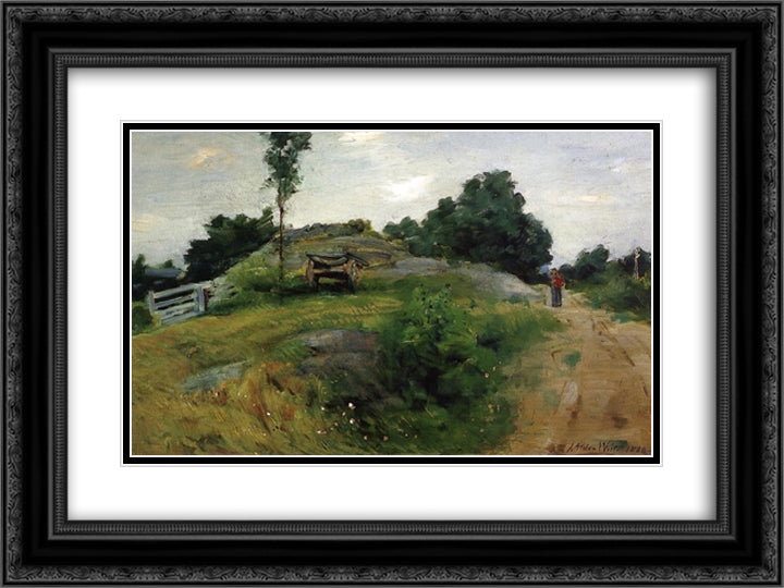 Connecticut Scene 24x18 Black Ornate Wood Framed Art Print Poster with Double Matting by Weir, Julian Alden