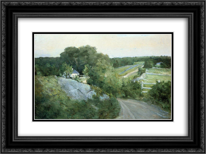 Green Hills and Farmland 24x18 Black Ornate Wood Framed Art Print Poster with Double Matting by Weir, Julian Alden