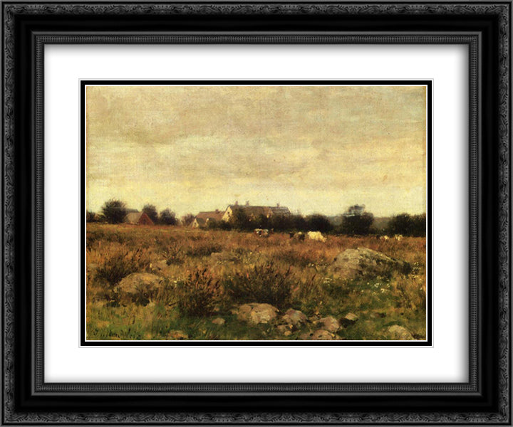 Houses in Pasture 24x20 Black Ornate Wood Framed Art Print Poster with Double Matting by Weir, Julian Alden