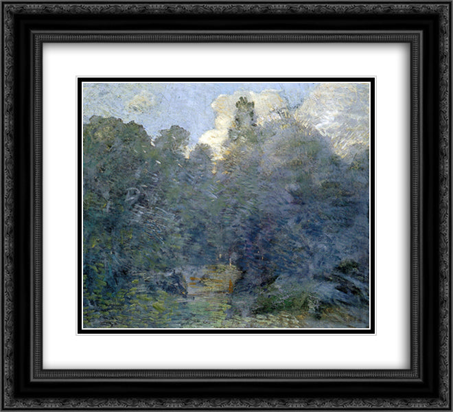 Landscape with Stone Wall, Windham 22x20 Black Ornate Wood Framed Art Print Poster with Double Matting by Weir, Julian Alden