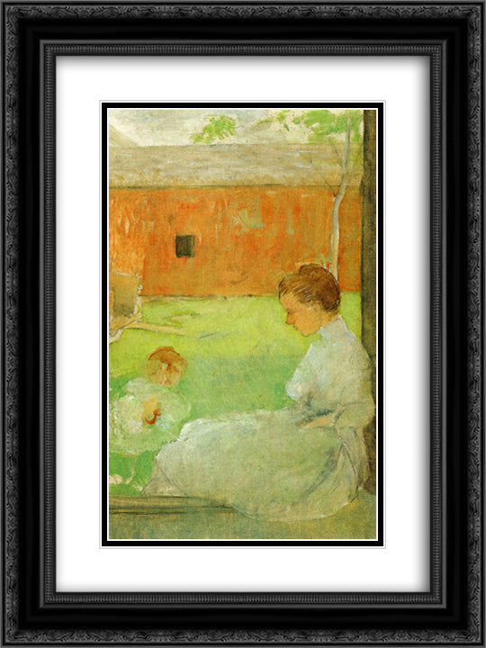 Mother and Child 18x24 Black Ornate Wood Framed Art Print Poster with Double Matting by Weir, Julian Alden