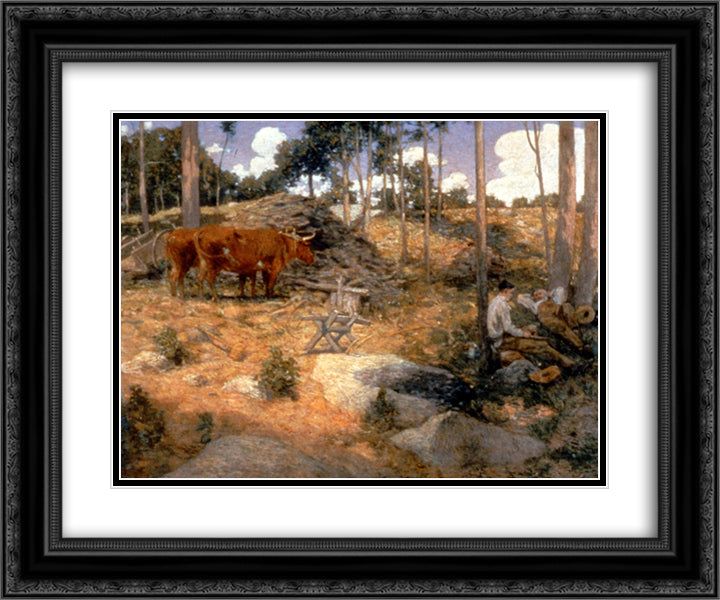 Noonday Rest in New England 24x20 Black Ornate Wood Framed Art Print Poster with Double Matting by Weir, Julian Alden