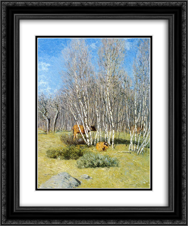 The Birches 20x24 Black Ornate Wood Framed Art Print Poster with Double Matting by Weir, Julian Alden