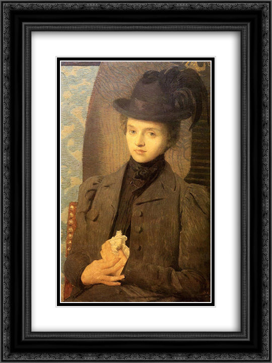 The Black Hat 18x24 Black Ornate Wood Framed Art Print Poster with Double Matting by Weir, Julian Alden