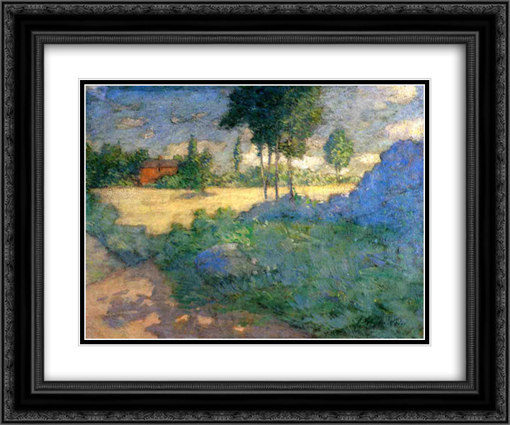 The Farmer's Lawn 24x20 Black Ornate Wood Framed Art Print Poster with Double Matting by Weir, Julian Alden