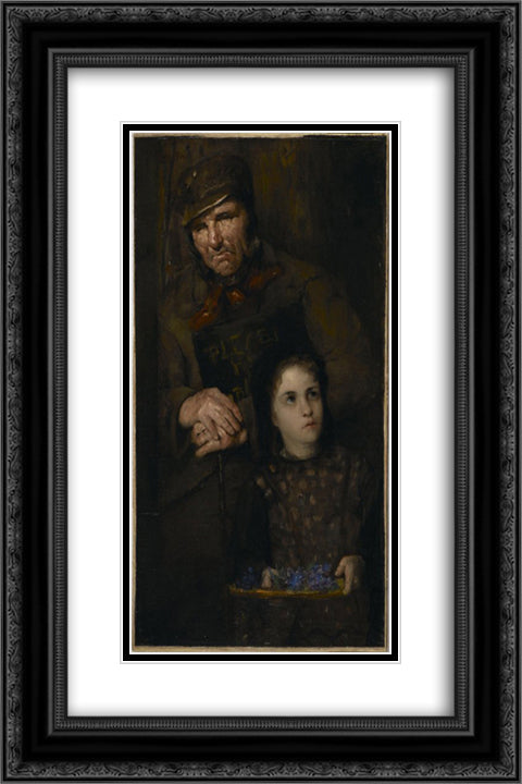 The Flower Seller 16x24 Black Ornate Wood Framed Art Print Poster with Double Matting by Weir, Julian Alden