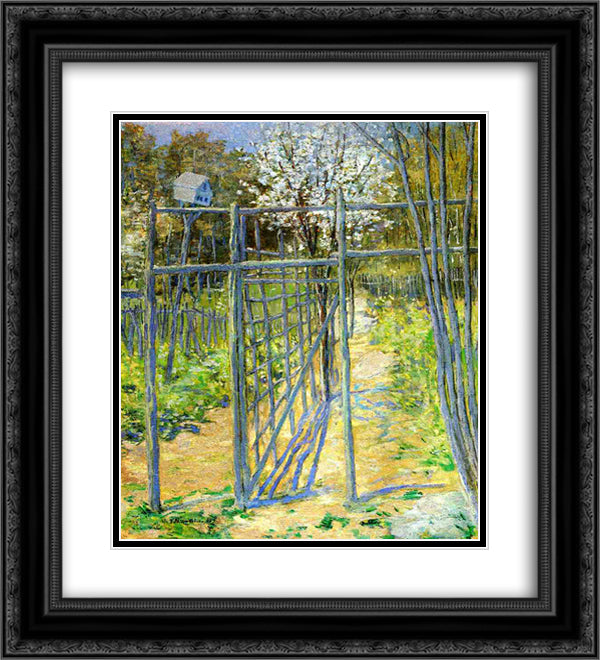 The Grey Trellis 20x22 Black Ornate Wood Framed Art Print Poster with Double Matting by Weir, Julian Alden