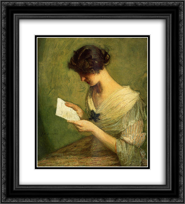 The Letter 20x22 Black Ornate Wood Framed Art Print Poster with Double Matting by Weir, Julian Alden