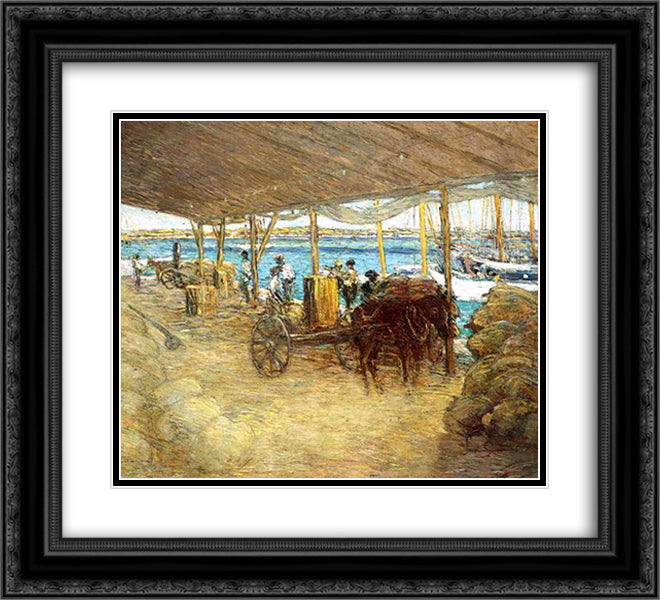 The Wharves, Nassau 22x20 Black Ornate Wood Framed Art Print Poster with Double Matting by Weir, Julian Alden