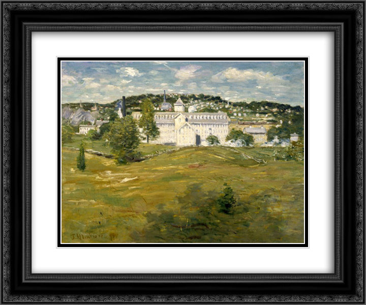 Willimantic Thread Factory 24x20 Black Ornate Wood Framed Art Print Poster with Double Matting by Weir, Julian Alden