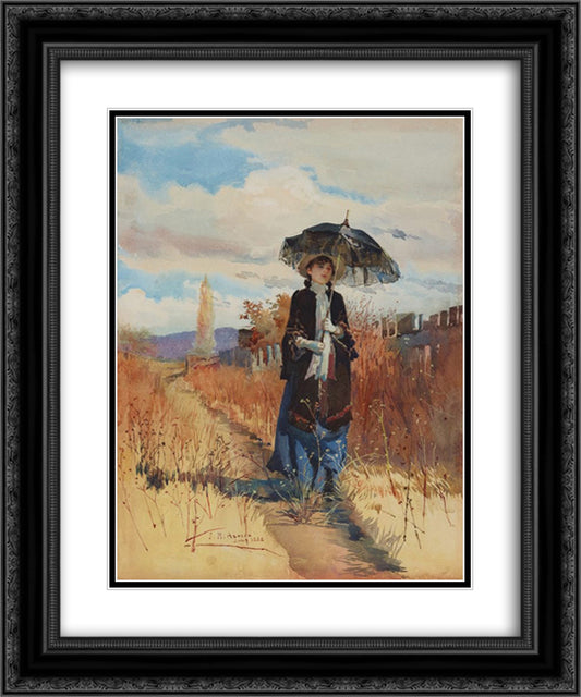 A solitary ramble 20x24 Black Ornate Wood Framed Art Print Poster with Double Matting by Ashton, Julian