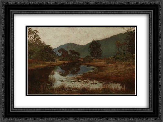 A waterhole on the Hawkesbury River 24x18 Black Ornate Wood Framed Art Print Poster with Double Matting by Ashton, Julian