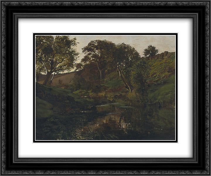 Evening, Merri Creek 24x20 Black Ornate Wood Framed Art Print Poster with Double Matting by Ashton, Julian